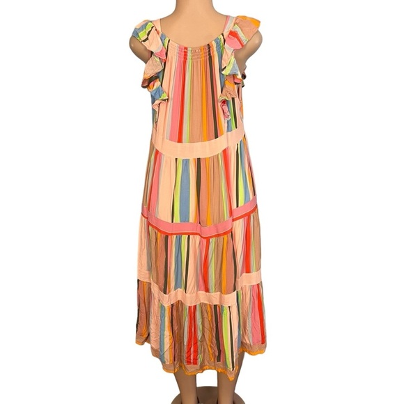 Entro Colorful Striped Tiered Midi Sundressc - Picture 6 of 9